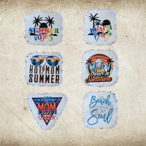 Summer & Beach Frayed Sublimation Hat Patches - Designodeal