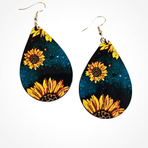 Sunflower & Deep Turquoise Teardrop Earrings - Designodeal