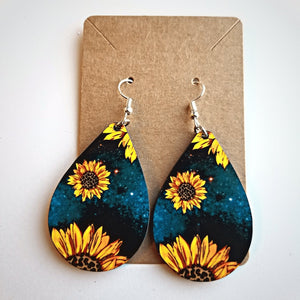 Sunflower & Deep Turquoise Teardrop Earrings - Designodeal