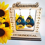 Sunflower & Deep Turquoise Teardrop Earrings - Designodeal