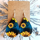 Sunflower & Deep Turquoise Teardrop Earrings - Designodeal