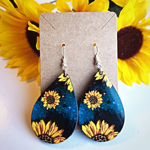 Sunflower & Deep Turquoise Teardrop Earrings - Designodeal