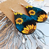 Sunflower & Deep Turquoise Teardrop Earrings - Designodeal