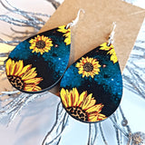 Sunflower & Deep Turquoise Teardrop Earrings - Designodeal