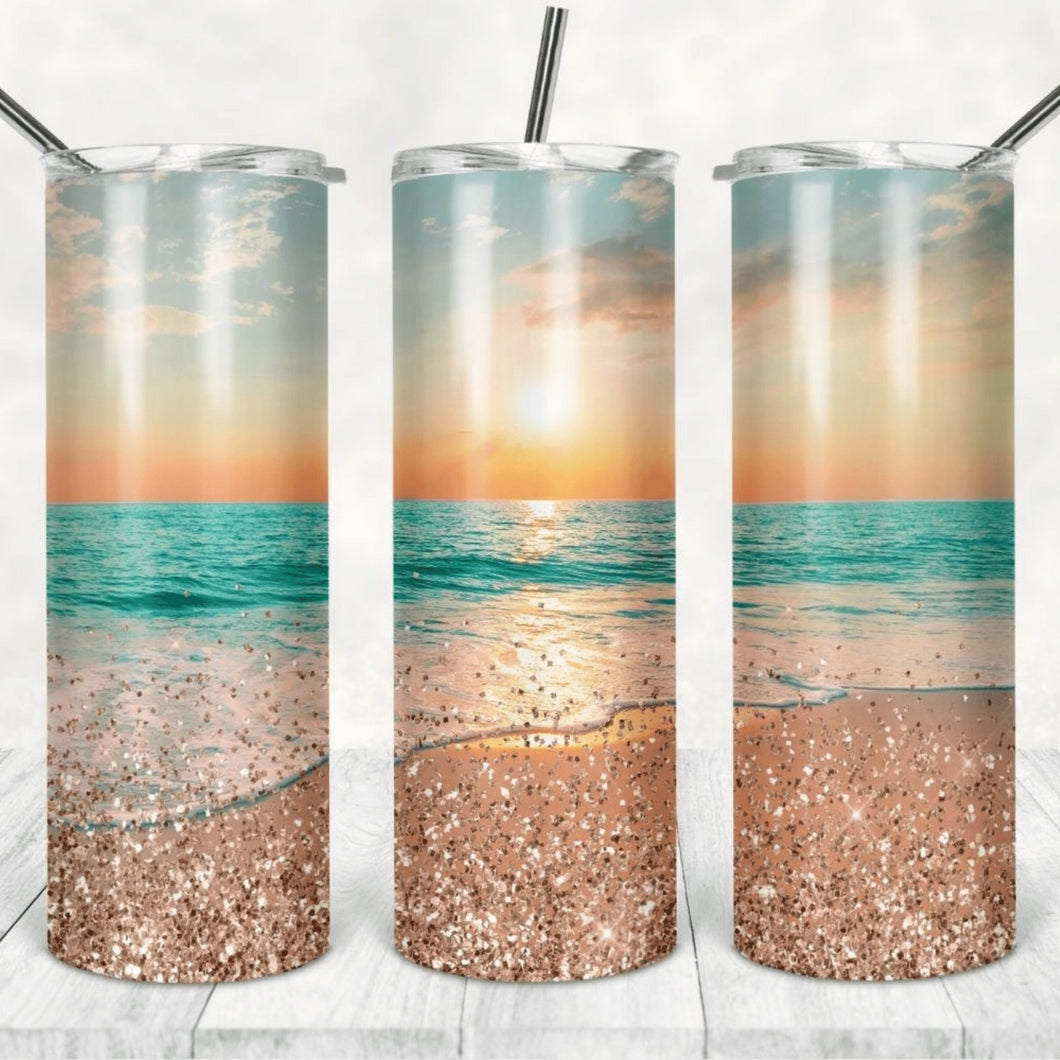 Sunset Beach Sublimation Tumbler Straight Skinny - Designodeal