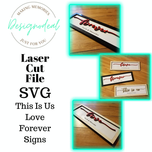 SVG Bundle ~ This is us Sign, Forever Sign and Love Sign ~ Family Name Signs Digital Download Files - Designodeal