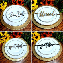 Load image into Gallery viewer, Thanksgiving Plate Words 4 Piece Set ~ Holiday Table Decor Place Settings - Designodeal
