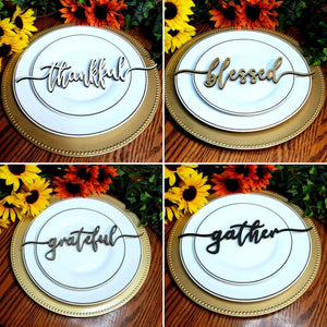 Thanksgiving Plate Words 4 Piece Set ~ Holiday Table Decor Place Settings - Designodeal