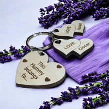 Load image into Gallery viewer, This Mommy Belongs To Keychain With Mom Heart and Heart Charms - Designodeal

