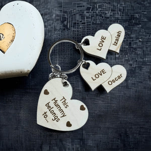 This Mommy Belongs To Keychain With Mom Heart and Heart Charms - Designodeal