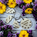 This Mommy Belongs To Keychain With Round Mom Charm and Heart Kids Charms - Designodeal
