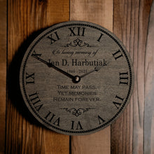 Load image into Gallery viewer, Time May Pass Yet Memories Remain Forever Personalized Memorial Clock - Designodeal
