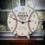 We Hit a Homerun Scoring You As Our Dad - Personalized Baseball Styled Clock - Designodeal