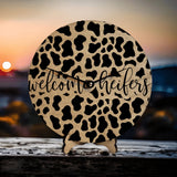 Welcome Heifers Cow Print Farmhouse Clock - Designodeal