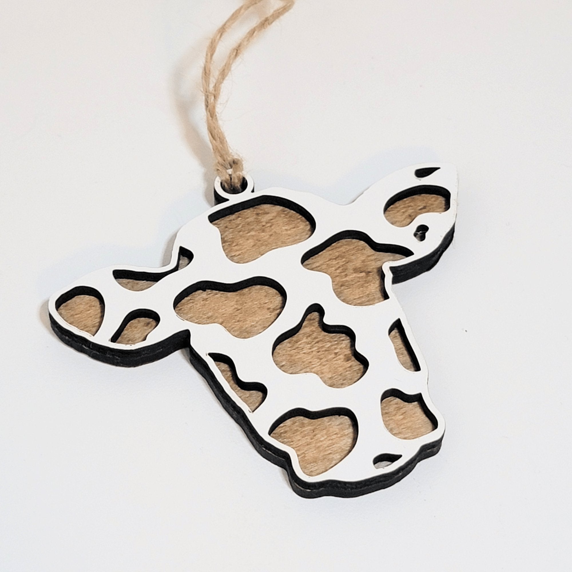 Wholesale Cow Print Ornament with Business Logo - 2 Layer & 2 Sided - Designodeal
