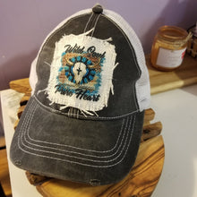 Load image into Gallery viewer, Wild Soul Pure Heart Cow Skull Ragged Patch Dark Gray Trucker Hat - Designodeal
