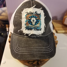 Load image into Gallery viewer, Wild Soul Pure Heart Cow Skull Ragged Patch Dark Gray Trucker Hat - Designodeal
