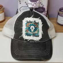 Load image into Gallery viewer, Wild Soul Pure Heart Cow Skull Ragged Patch Dark Gray Trucker Hat - Designodeal
