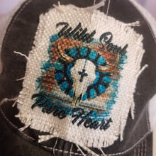 Load image into Gallery viewer, Wild Soul Pure Heart Cow Skull Ragged Patch Dark Gray Trucker Hat - Designodeal
