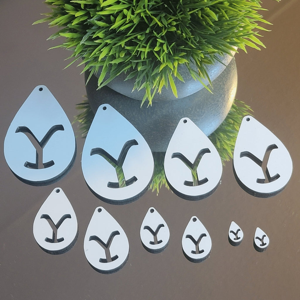 Y Initial Cutout Teardrop Sublimation Earring Blanks ~ Multiple Sizes - Designodeal